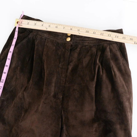 Vintage Danier Leather  Brown Suede Straight Leg Pants Size 14 - Picture 2 of 14